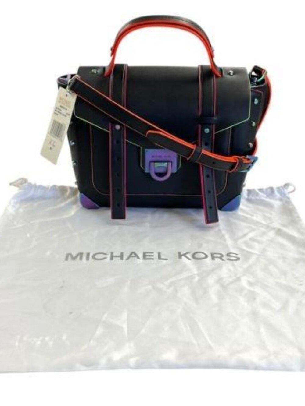 NWT Michael Kors Black Leather Medium Manhattan School Satchel Bag